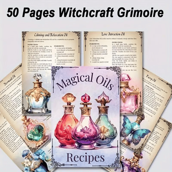 🔥LAST DAY 50% OFF-🔮 50-Page Magic Oil Journal – Witchcraft Guide & Ritual Book