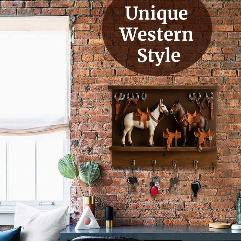 🐴🌵 Western Horse & Saddle Wall-Mounted Key Holder
