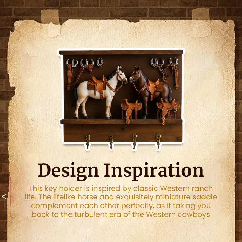 🐴🌵 Western Horse & Saddle Wall-Mounted Key Holder