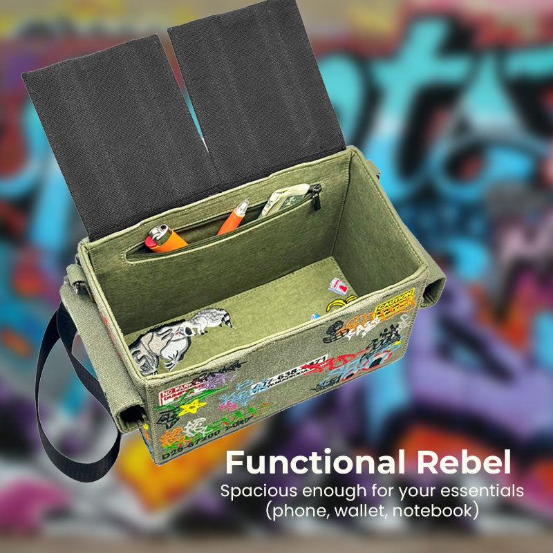 Hip-hop Graffiti Trash Can Shoulder Bag 🎨🔥