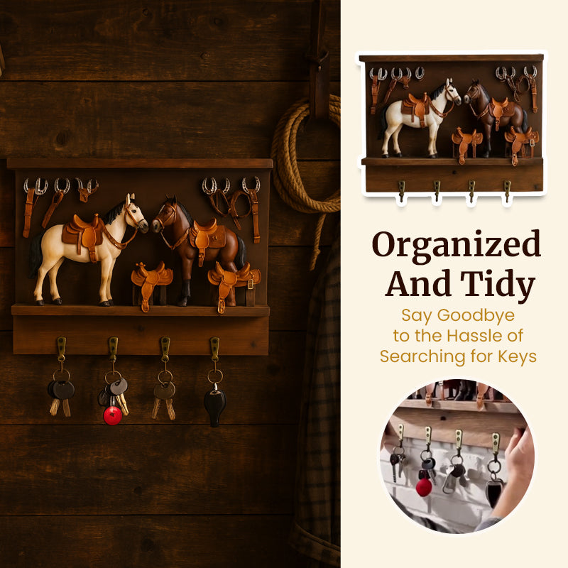 🐴🌵 Western Horse & Saddle Wall-Mounted Key Holder