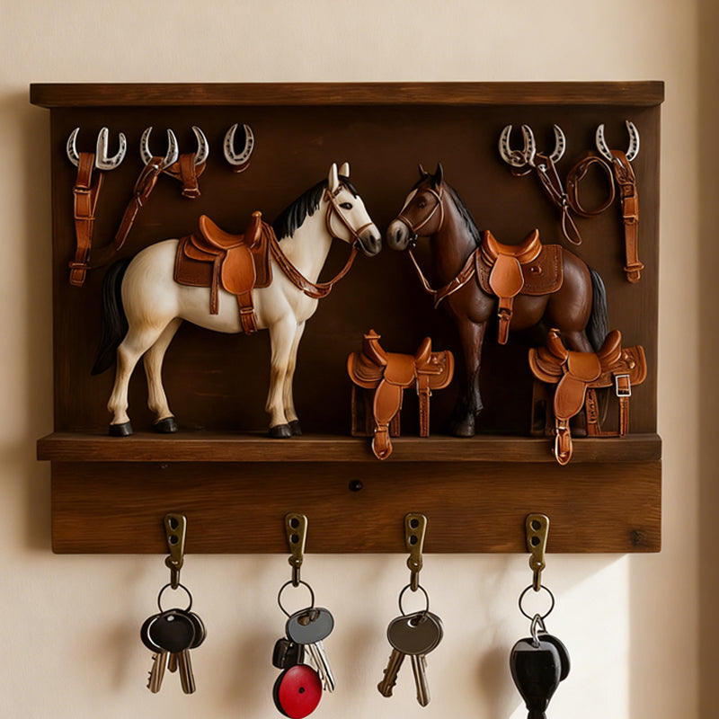 🐴🌵 Western Horse & Saddle Wall-Mounted Key Holder
